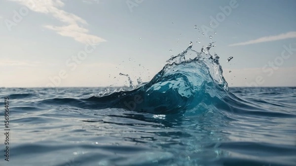 Fototapeta Dynamic ocean wave captures the powerful beauty of nature under a clear blue sky