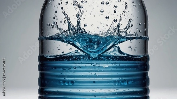 Fototapeta Dynamic water splash in clear bottle capturing the essence of hydration and freshness