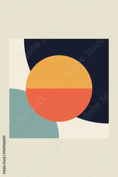 Fototapeta Geometric Bauhaus Posters with Abstract Patterns Vector Mosaic Modern Backgrounds Scandinavian or Swiss Bauhaus Color Art and Shapes Patterns Wall Art Decor Design Vector