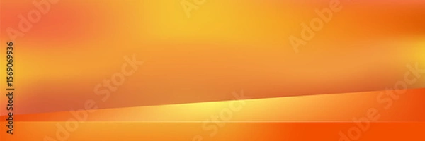 Fototapeta Abstract 3d autumn studio room background. Empty wall background with orange and yellow gradient. Horizontal mockup product presentation background. Empty scene platform. vector