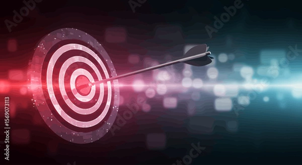 Fototapeta precise objectives with a perfectly aimed dart hitting the center of a circular target illustration representing focus and successful business strategy execution for growth