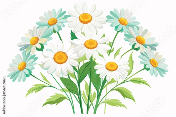 Fototapeta Elegant Bouquet of Daisies A Delightful Collection of White and Light Blue Flowers