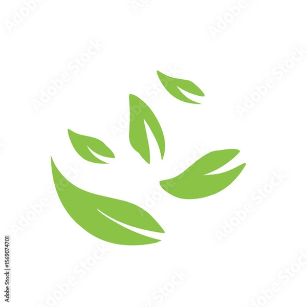 Fototapeta Green flying leaves