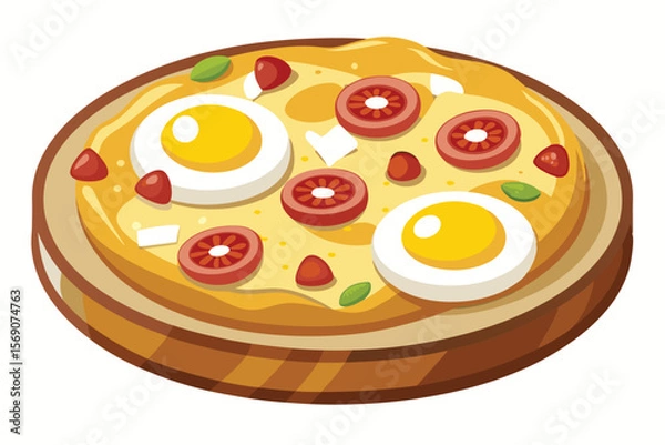 Fototapeta Delicious Egg and Tomato Pizza Recipe A Simple Guide to Making Savory Pizza at Home