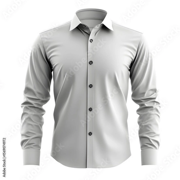 Obraz Mens Light Gray Long Sleeve Shirt Mockup isolated on a white background.