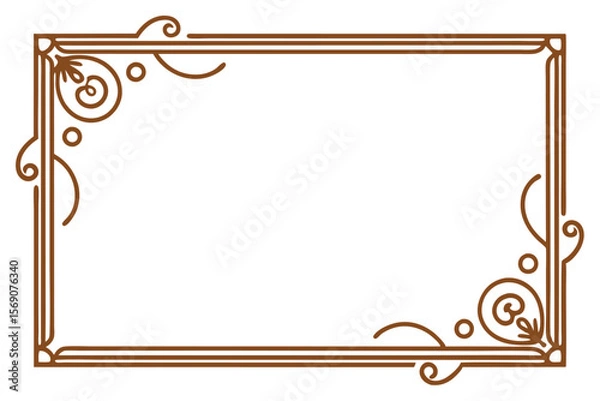 Fototapeta Elegant Brown Frame with Swirls Decorative Border Design