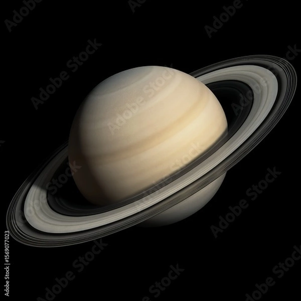 Fototapeta Saturn:  Detailed 3D Render, Majestic Rings, Celestial, Space Exploration, Planetary Science, Dramatic Lighting, Dark Background.