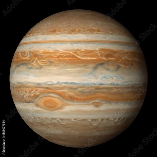 Fototapeta Jupiter: High-Resolution Planetary Image, Atmospheric Detail, Swirling Clouds, Space Exploration, Cosmic Background.