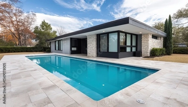 Fototapeta Pool and Modern House
