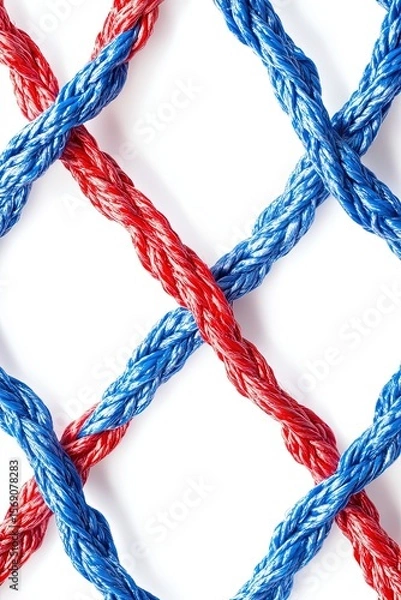 Fototapeta Red and Blue Rope Intertwined in a Pattern