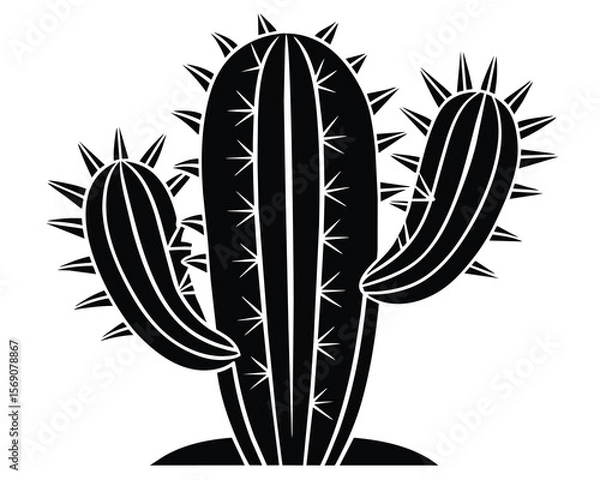 Fototapeta Majestic Desert Cactus A Striking Silhouette Illustration