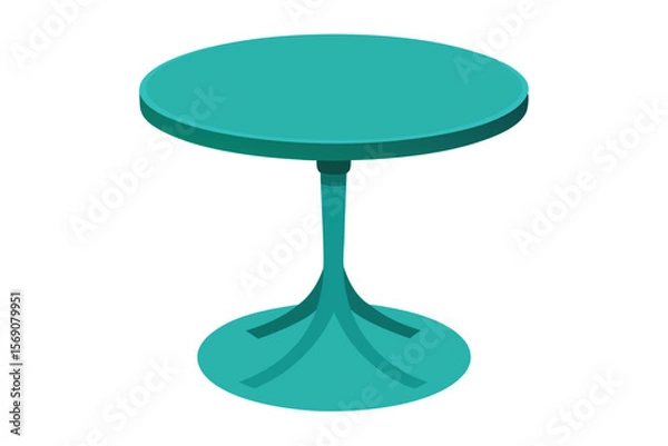 Fototapeta Teal Round Pedestal Table Modern Minimalist Furniture Design