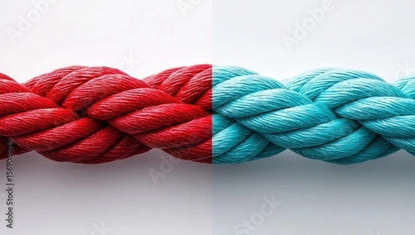 Fototapeta Red and Blue Rope Closeup
