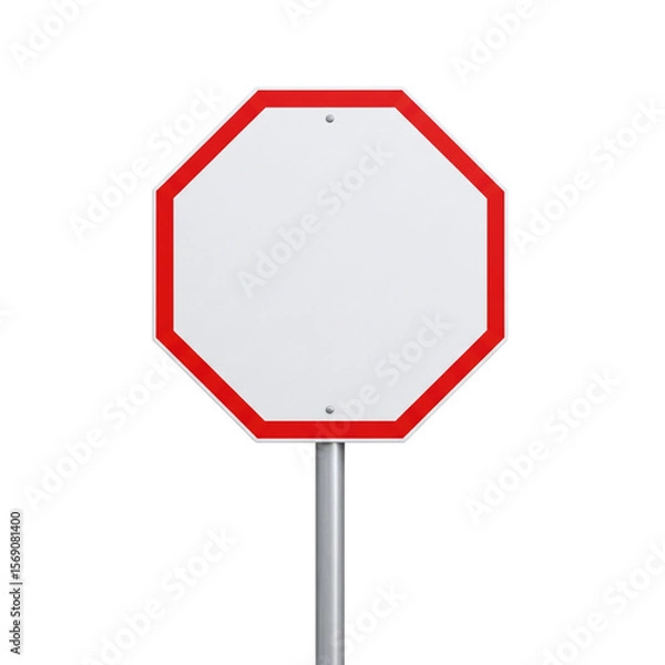 Fototapeta Blank octagon stop sign on a pole