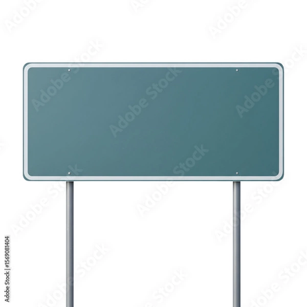 Fototapeta Blank green highway road sign on transparent background