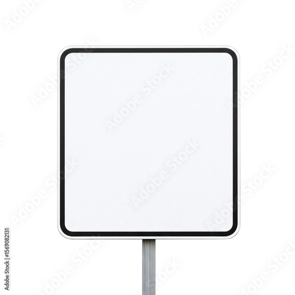 Fototapeta  Blank white square sign on pole mockup
