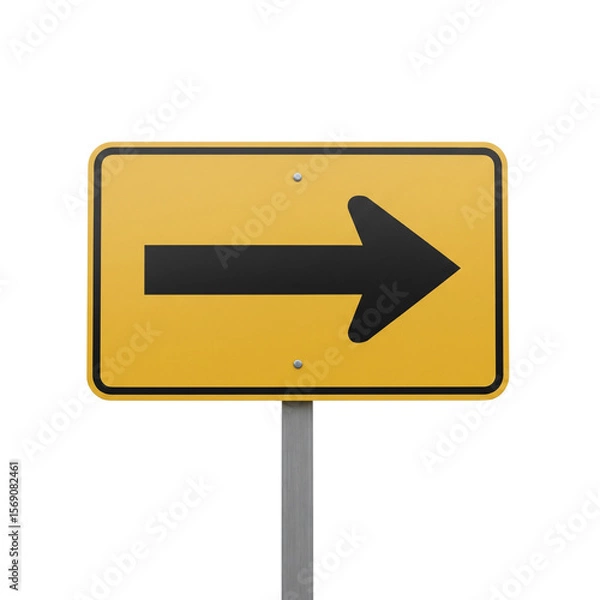 Fototapeta Yellow road sign with right arrow direction