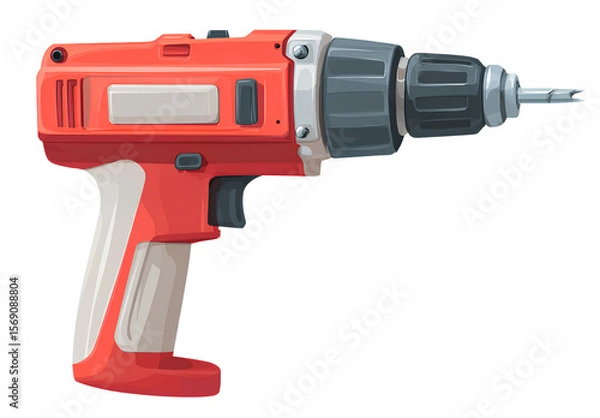 Fototapeta  Power Drill Icon Set, Flat Style, White Background