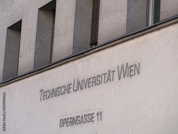 Fototapeta Facade of Technische Universitat Wien at Operngasse 11 - University of Technology, Vienna - Austria