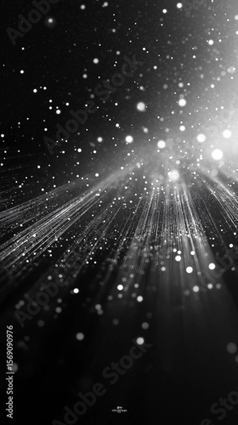 Obraz Abstract monochrome image featuring light rays and bokeh, creating a dreamy and ethereal atmosphere with dark and light contrast.