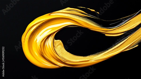 Fototapeta A vibrant, lustrous golden paint or makeup stroke