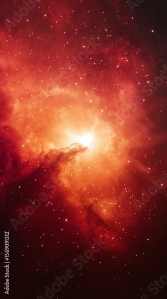Obraz A cosmic dance of light and color, this image showcases a vibrant nebula with radiant stars, painting a breathtaking scene in space.