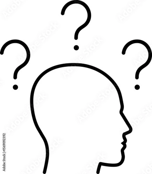 Fototapeta Head with question mark icon in linear style.