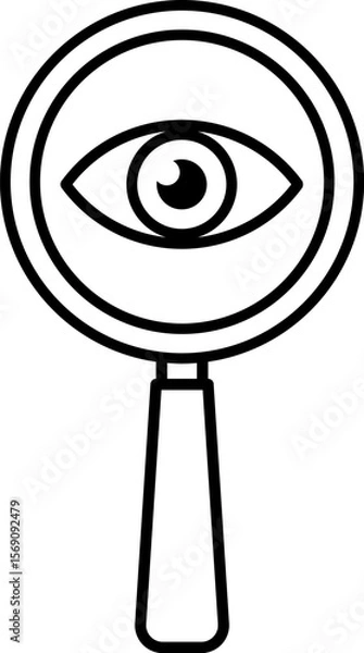 Fototapeta Magnifying glass and eye icon in linear style.