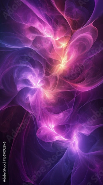 Obraz Ethereal spirals of light dance across the dark canvas, with shades of pink, purple and gold swirling in a mesmerizing display.