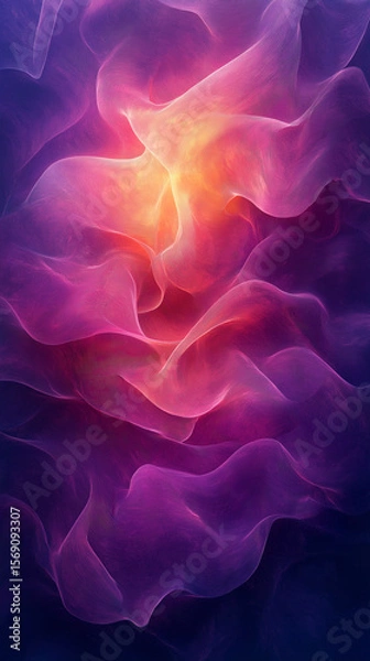 Obraz Abstract wave pattern with delicate textures and a blend of purple, pink, and golden hues for a calming yet vibrant effect.