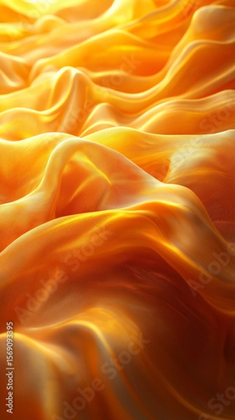 Obraz An abstract close-up featuring smooth golden fabric forming a rippled landscape, illuminated with bright highlights and subtle shadows.