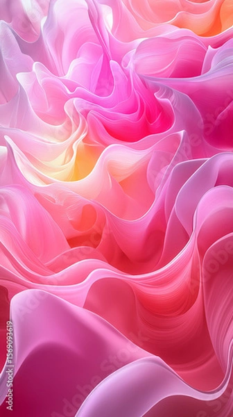 Obraz Abstract floral waves in shades of pink, flowing with a gentle gradient from light pastel to deeper vibrant hues.