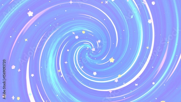 Fototapeta 3D render cartoon galaxy swirl with stars.