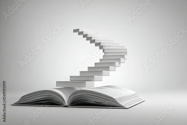 Obraz Abstract book with staircase representing learning growth and self improvement