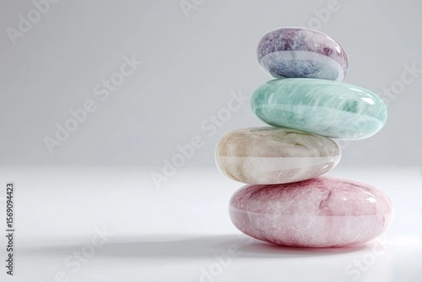 Obraz Zen stone balancing tower for relaxation and meditation on minimalist background