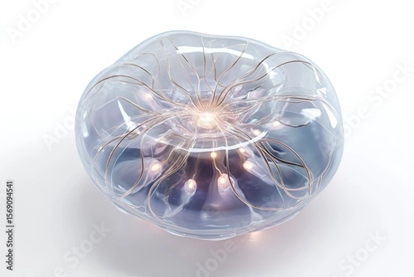 Obraz Conceptual visualization of brain activity with glowing neural networks inside transparent sphere