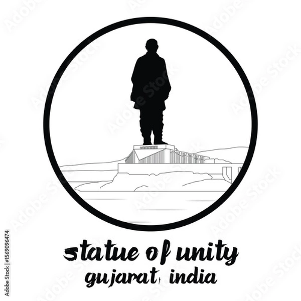Obraz Circle Icon Statue of unity. Vector illustration