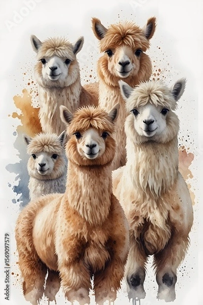 Fototapeta Fluffy alpacas
