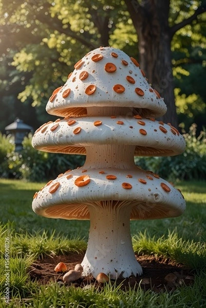 Fototapeta Mushroom art installations in a public park