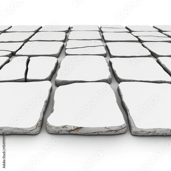 Fototapeta White Stone Pavement Texture Perspective View of Uneven Surface