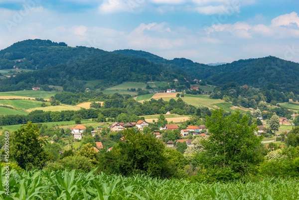 Fototapeta Summer day in the rural area of western Serbia