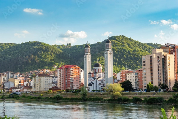 Fototapeta The town of Zvornik with the Cathedral of the Nativity of the Most Holy Mother of God, Bosnia and Herzegovina