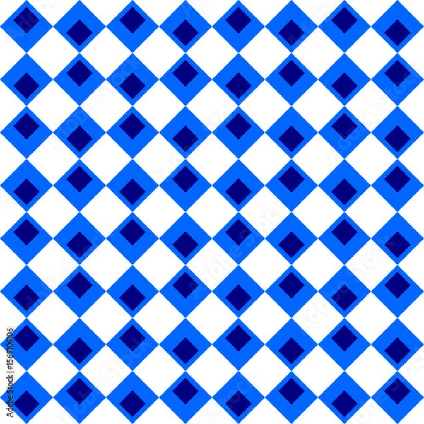 Fototapeta Two tone blue, blue line, blue white checkerboard diamond strip seamless repeat pattern, design for fabric print, vintage wrap paper print, traditional culture patter