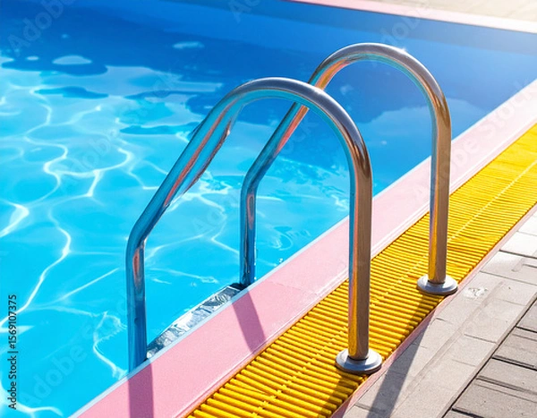 Obraz 야외 수영장의 맑고 투명한 물결 Clear Water Ripples in Outdoor Pool

