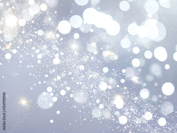 Fototapeta Sparkling Bokeh Lights on a Soft Gray Background in Dreamy Atmosphere