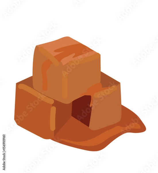 Fototapeta salted caramel. Melted appetizing caramel cubes. 