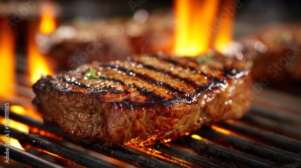 Fototapeta grilled beef steak on background	
