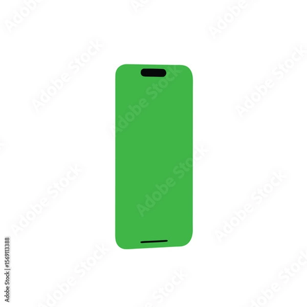 Obraz A Modern Smartphone with Green Screen Display Mockup for App Presentation and User Interface Testing on White Background