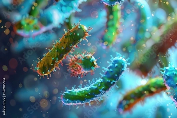 Fototapeta Microscopic organisms such as bacteria and viruses are causing infectious diseases