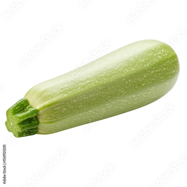 Obraz A fresh, pale green zucchini squash with a smooth texture and a thick green stem attached.